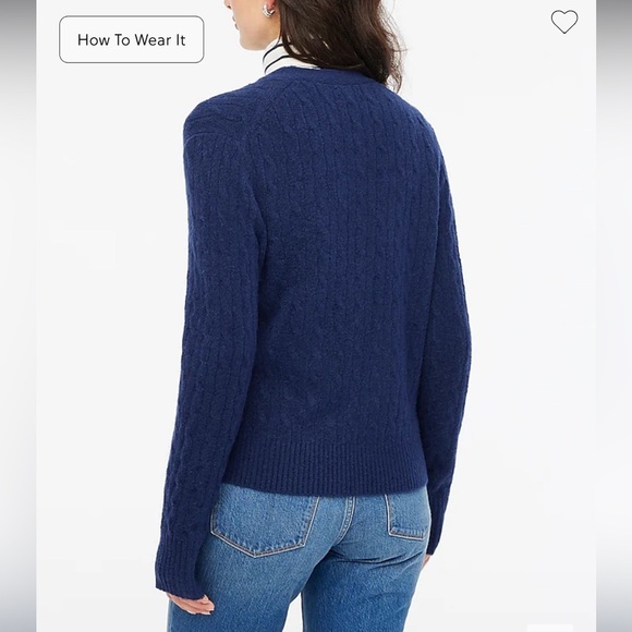 J. Crew Cable-knit cardigan sweater extra-soft yarn in antique navy NEW - Picture 3 of 9